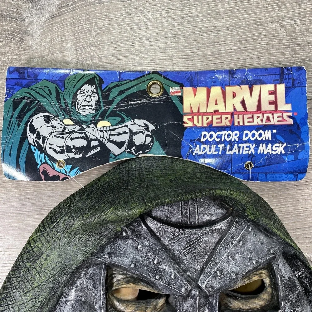 Disguise Marvel Doctor Doom‎ Mask Adult One Size Silver Green Vintage 1998 Mask